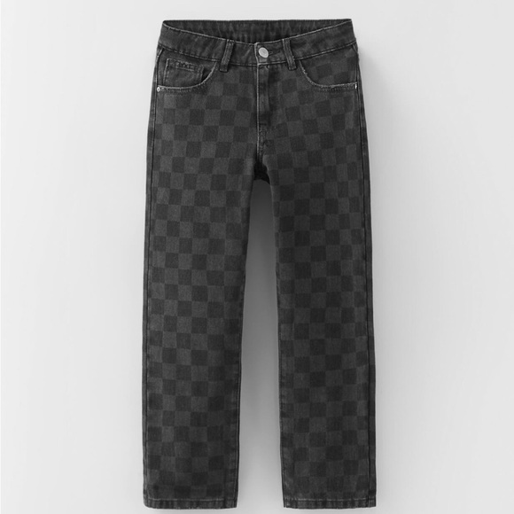Zara Kids CHECKERED STRAIGHT JEANS Size 8 years - Picture 6 of 7